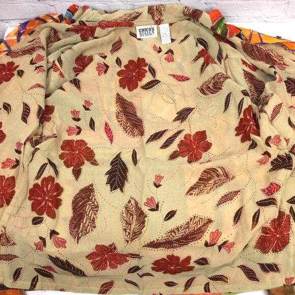 Chico’s Design Patchwork Boho Embroidered Floral Hooded Lined Shacket Sz 1 (M) - Picture 8 of 13